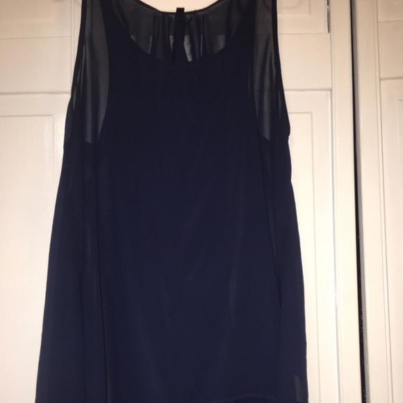 NWOT Francesca's Closet Sheer Blue Top w/ Draping - Picture 4 of 8